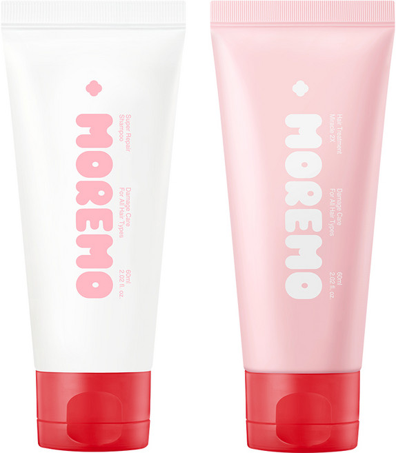 NEW 모레모 슈퍼 리페어 샴푸 60ml + 헤어 트리트먼트 미라클 2X 60ml, 1세트