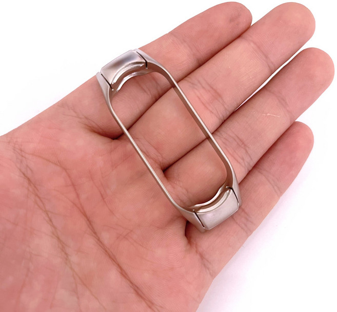 포유 샤오미 미밴드7 하드메탈 케이스 스트랩 풀커버 강화유리, 샤오미 7 하드 메탈 케이스, 유광실버