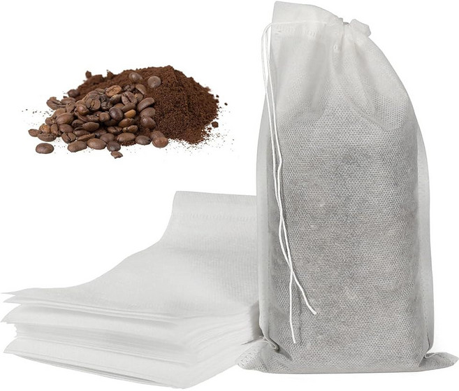 50개 지저분하지 않은 콜드 브루 백 6x10인치 일회용 커피 필터 아이스 핫 티 허브 스파이스용 미세 메쉬 브루잉 드로스트링 파우치, 6x10 inch