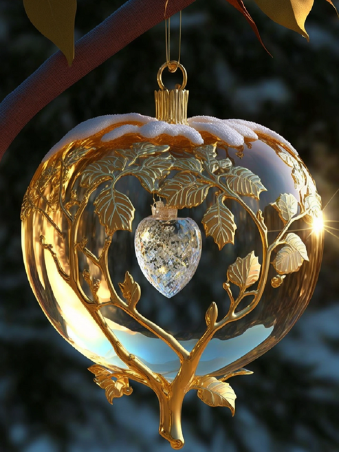 황금사과 3D 보석십자수 골드사과 평안 부귀재물 풍수 다이어몬드페인팅 소 중 대형 원형비즈 집들이 가게오픈 어르신 효도선물 아트수공예 diy세트 11종, 30x40CM(패브릭원단형), 눈꽃 골드사과 십자수04번, 1개