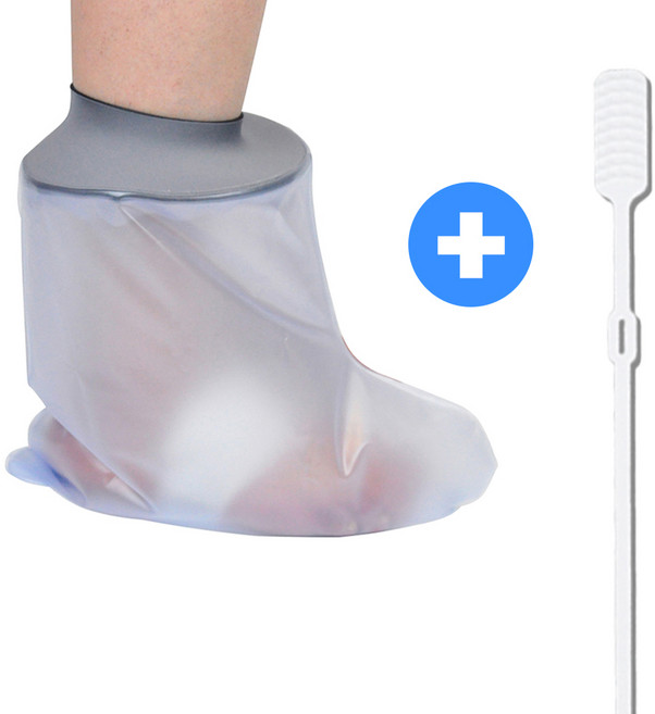 굿앤윌 깁스 방수커버 +깁스긁개 세트 통깁스 기브스 샤워, 1개, 발목+깁스긁개