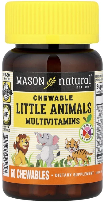 메이슨 내추럴 Little Animals 종합비타민 프루티 60 츄어블, 6개, 60정 - 쿠팡