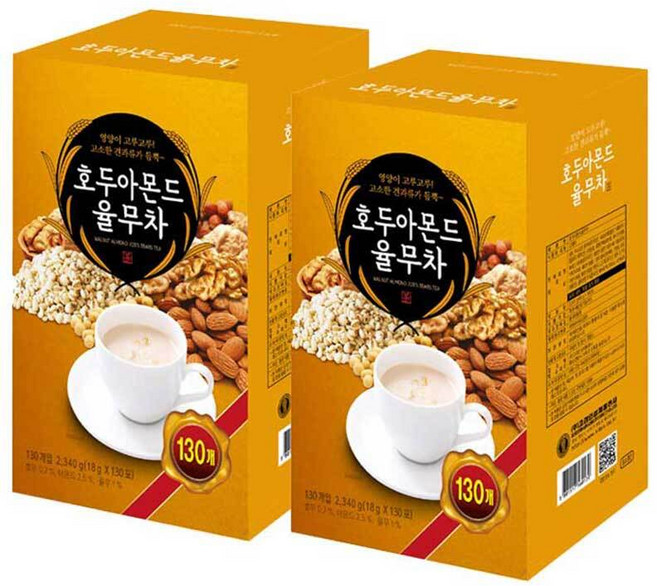 고향 호두 아몬드 율무차 130T X 2개, 18g, 130개입
