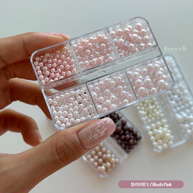 보니비네일 폭닥 코튼펄 6종팔레트 진주 네일파츠 세트, 1개, 02 블러쉬핑크