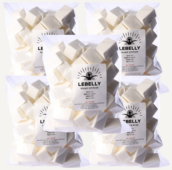 리벨리 대용량 메이크업 스펀지 사각 퍼프 50p, 5개, 대형사각