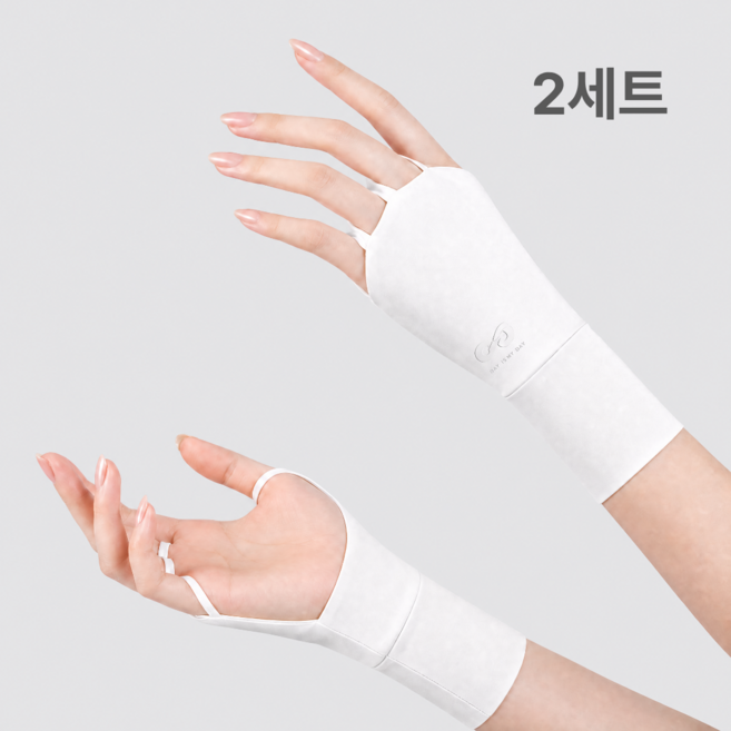 리나켓 여성 자외선차단 운전 손등장갑, 1세트, 화이트+화이트