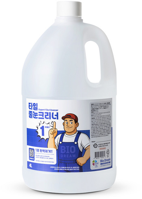 욕실 타일세정제 물때제거 줄눈청소 화장실 변기 세면대 청소 타일크리너, 1개, 4L