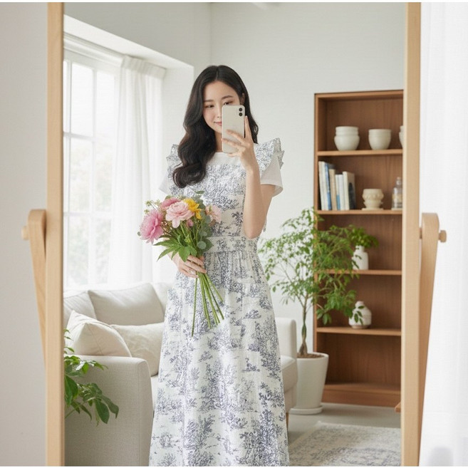 하루데코 프릴 공방 주방 다용도 앞치마, 1개, 블랙