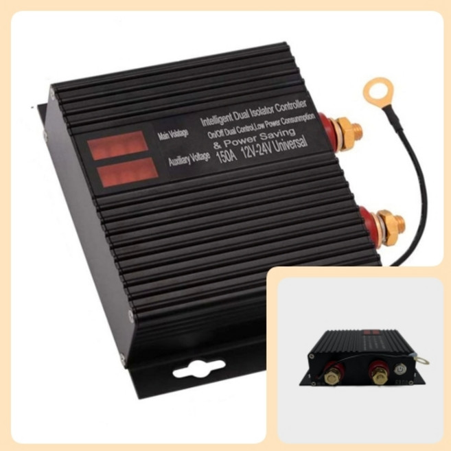 주행충전기 자동차주행충전기 차량용 아이솔레이터 12V 24V 전압 250A 분할디스클레이 150 amp 듀얼 배터리 스마트 아이솔레이터 범용 12v24v 전압 민감 릴레이 rv, 검은색, 1개