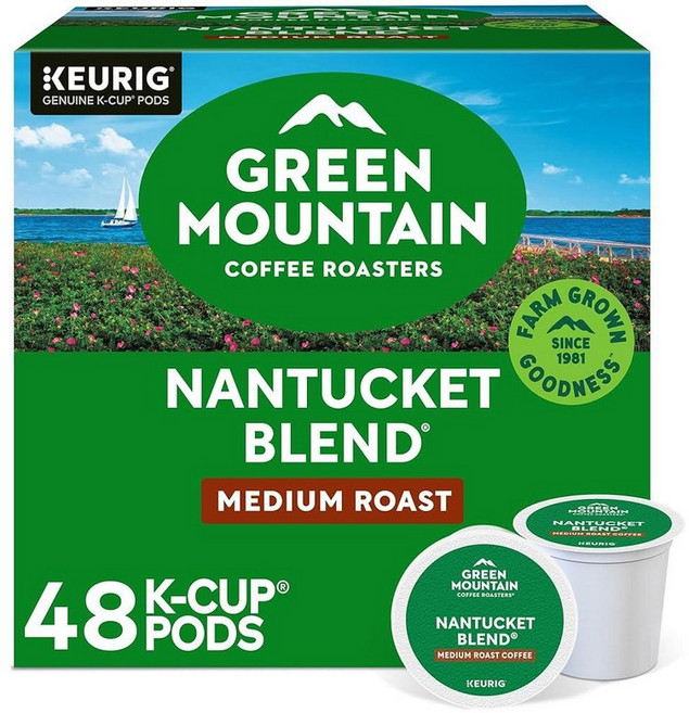 Green Mountain Coffee Roasters Nantucket Blend 1인용 큐리그 K컵 포드 미디엄 로스트 커피 24개, 낸터킷 블렌드