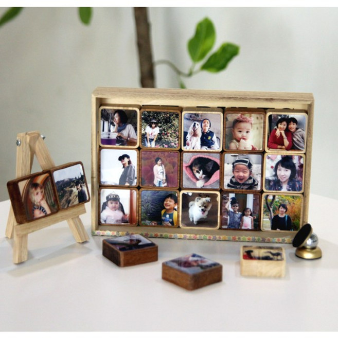 고급나무 정사각 미니액자 소형 탁상용 인테리어 포토테이블 핸드폰 사진인화 우드 액자, 멀바우, 4.5x4.5, 1개