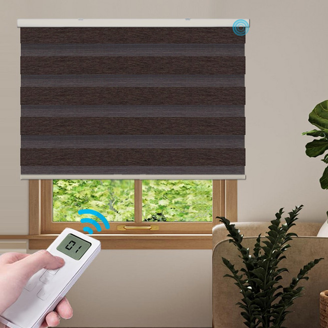 윈샵 무선 전동 암막 콤비 블라인드 페트라 커튼 버티컬