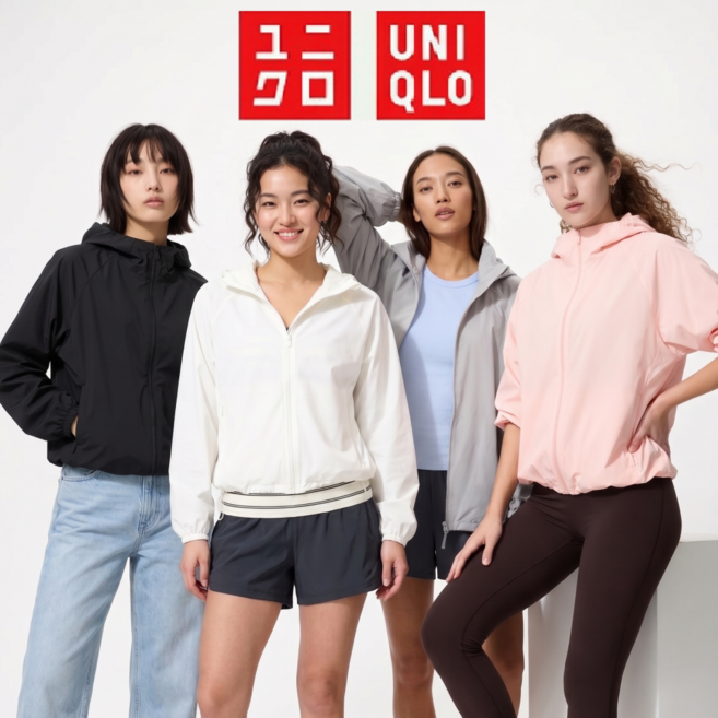 유니클로 포켓터블 UV 컷 여성 바람막이 파카 (일본매장판)