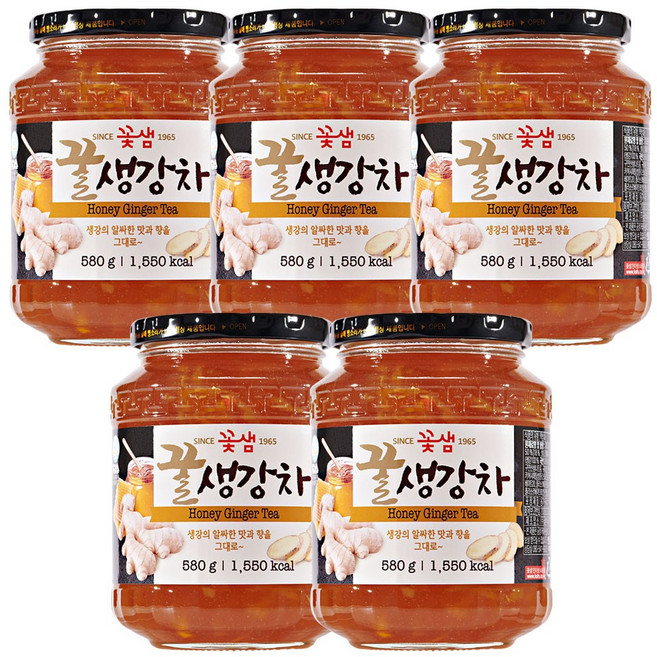 꽃샘 꿀생강차, 580g, 5개, 1개입