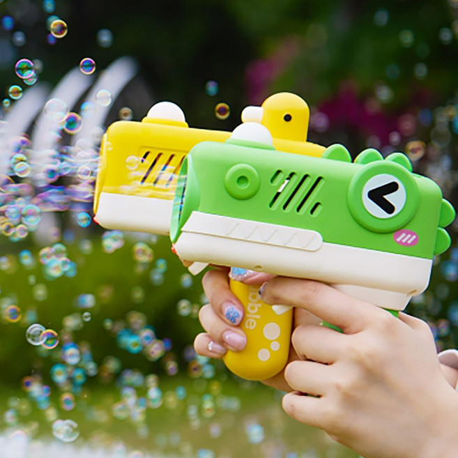 악어 오리 동물 버블건 12홀 아기 멜로디 터보 자동 비눗방울총, 악어 버블건, 1개