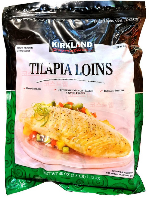 코스트코 냉동 틸라피아 1.13kg-드라이아이스+아이스팩 포장(아이스팩 녹아 있으면 전액 환불), 1개