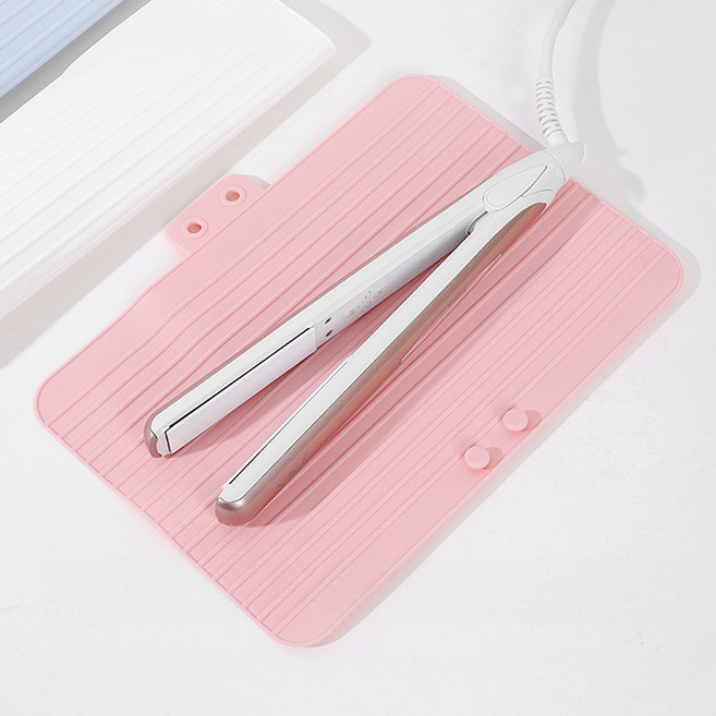 구디푸디 휴대용 파스텔 실리콘 패드 고데기 파우치, 핑크, 1개