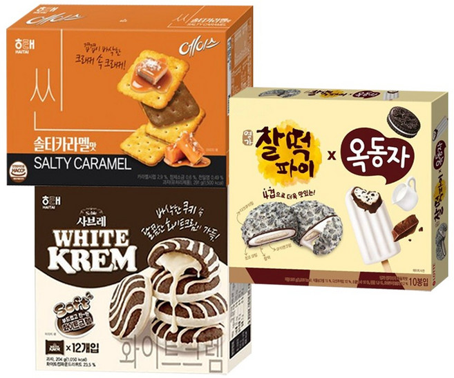 [달달신상세트] 명가찰떡파이 옥동자 250g+에이스 씬 솔티카라멜 291g+화이트크렘 204g (총 3개)