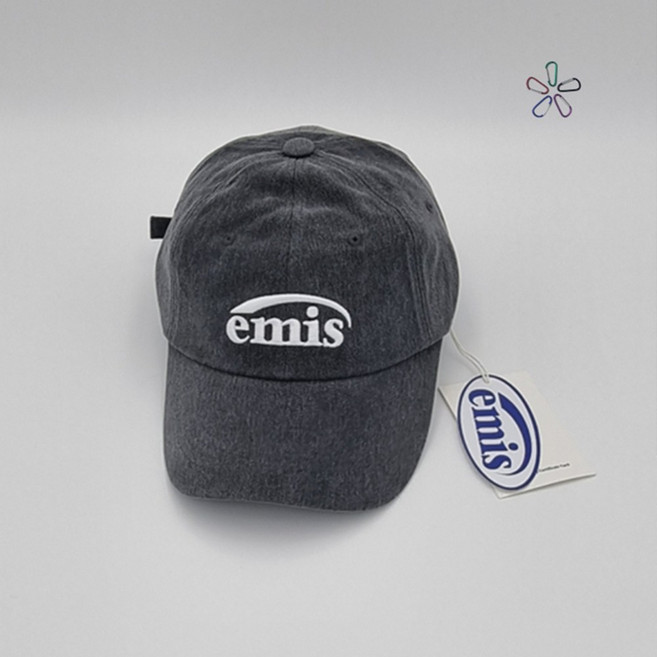 [국내 매장 정품] 이미스모자 뉴 로고 피그먼트 볼 캡 블랙 + 카라비너