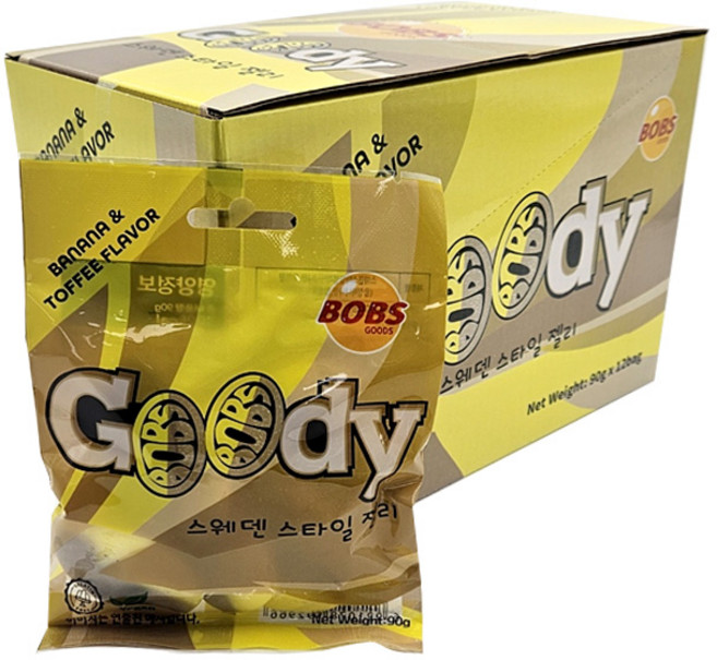 스웨덴 스타일 젤리 구디젤리 바나나토피맛 스웨디시 믹스 캔디 틱톡 법스, 12개, 90g