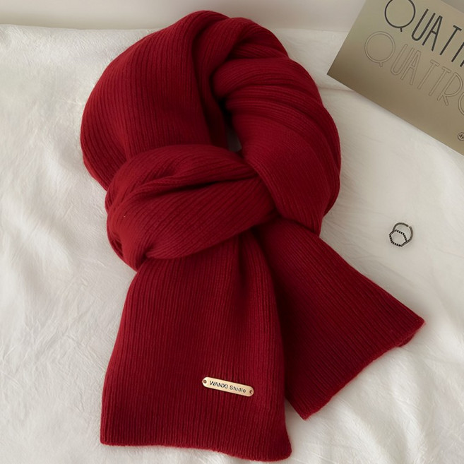 골드라벨 니트 머플러 부드러운 무지 목도리 남자 여자 커플 긴 학생 넥워머 선물용