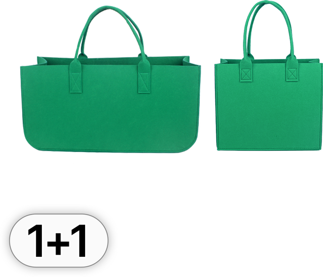 투데이리빙 2p 세트 빅사이즈 펠트 토트백 무지 부직포 선물 포장 가방 바구니 펠트백 쇼핑백 부직포백, 2개, R98637E(그린