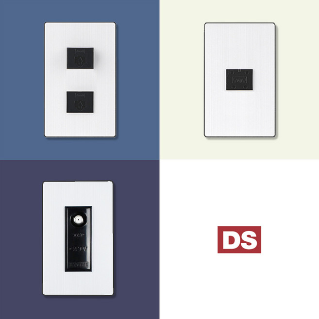 DS이엘씨 D4 블랙 화이트 통신 CATV 전화 인터넷 고급 모음 스위치 콘센트 커버 교체 디자인 인테리어 맹커버, 부자재, 02_맹커버(정사각), 1개