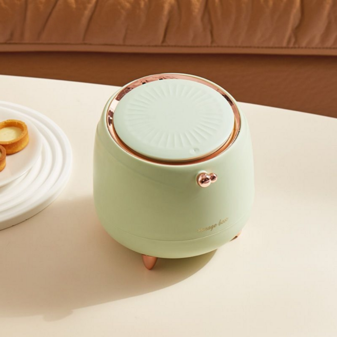 이오라 고급 심플 감성 원터치 미니 탁상용 화장대 책상 휴지통, 라이트 그린