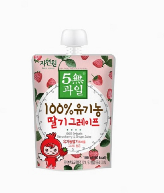 자연원 5무과일 100% 유기농 딸기그레이프 주스, 100ml, 36개