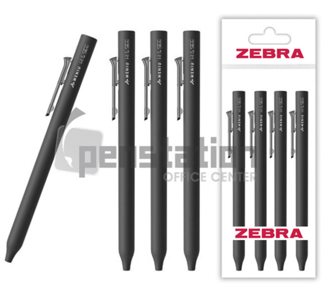 제브라 MENIU 하이앤씨 젤 볼펜 0.5mm 4개 세트, 1세트, 0.5mm 블랙 4개