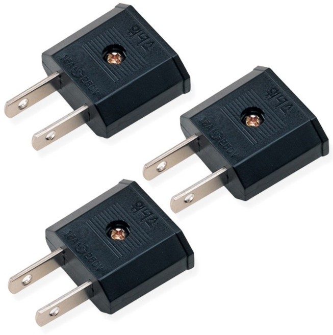 리빙대학 220v -> 110v 변환 국산 어답터 여행용 어댑터 일자 플러그 11 돼지코, 3개