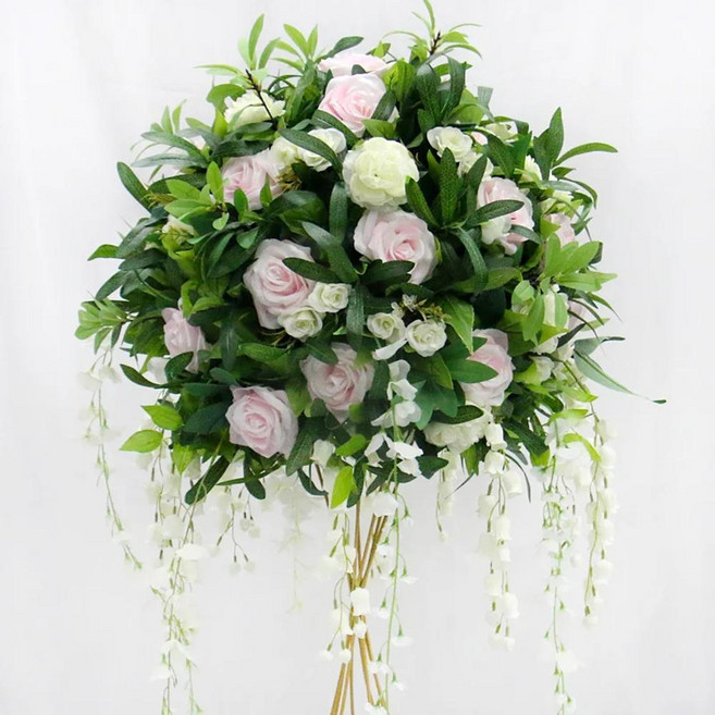 꽃꽂이 꽃 공 올리브 잎 식물 웨딩 배경 장식 파티 창 상점 테이블 센터피스, 색상: 12. Light pink A, 1개