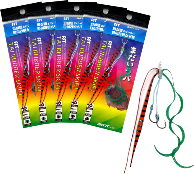 FST 돔킹 참돔 타이라바 스커트 자작채비 낚시 바늘 채비 스커트훅 유동식 5개입, D2래드Z&그린펄 컬