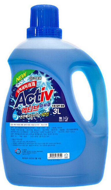 크로바 액티브겔 고농축 액체 세탁세제 /드럼겸용 3L, 1개