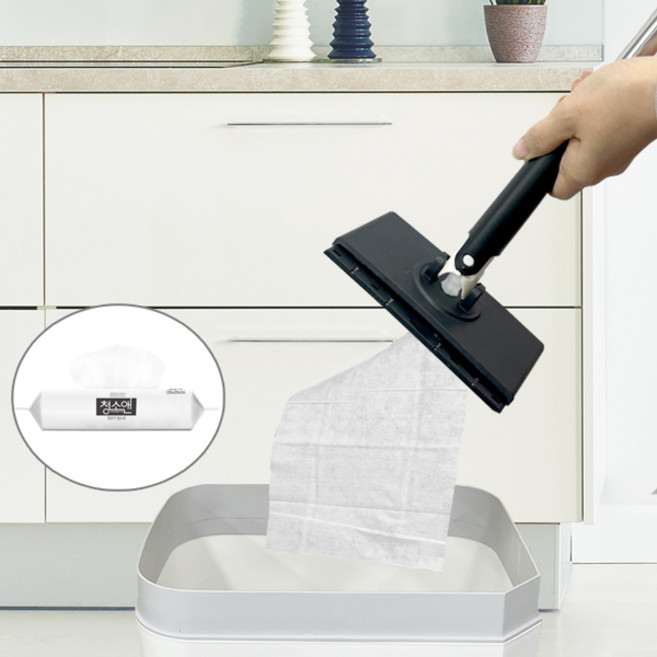 한번에 톡 원터치 밀대 +정전기 청소포 30매 세트, 1세트