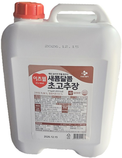 이츠웰 초고추장 초장 CJ, 1개, 17kg