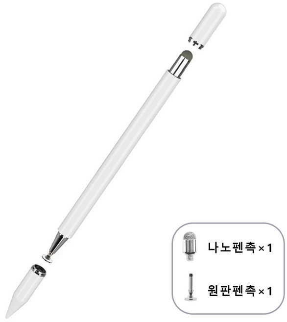 자석식 터치펜 스마트폰과 태블릿에 호환되는 교체하다펜촉 포함, 흰색, 1개