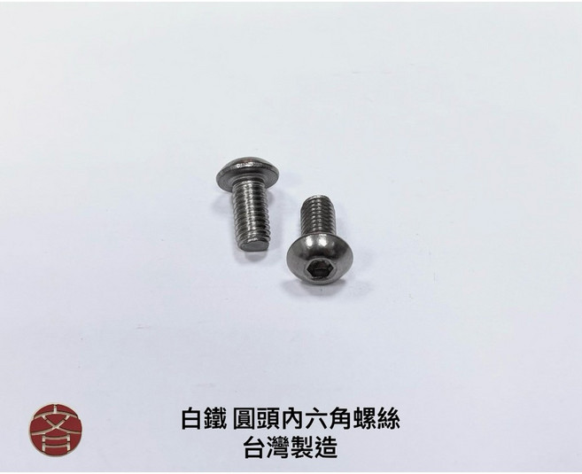 白鐵圓頭內六角螺絲 台灣製造, 1個, M6x20 (10pcs)