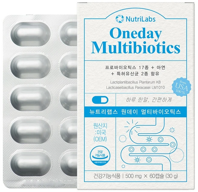 뉴트리랩스 원데이 멀티바이오틱스 500mg x 60캡슐 면역유산균 온가족유산균, 60회분, 1개 - 쿠팡