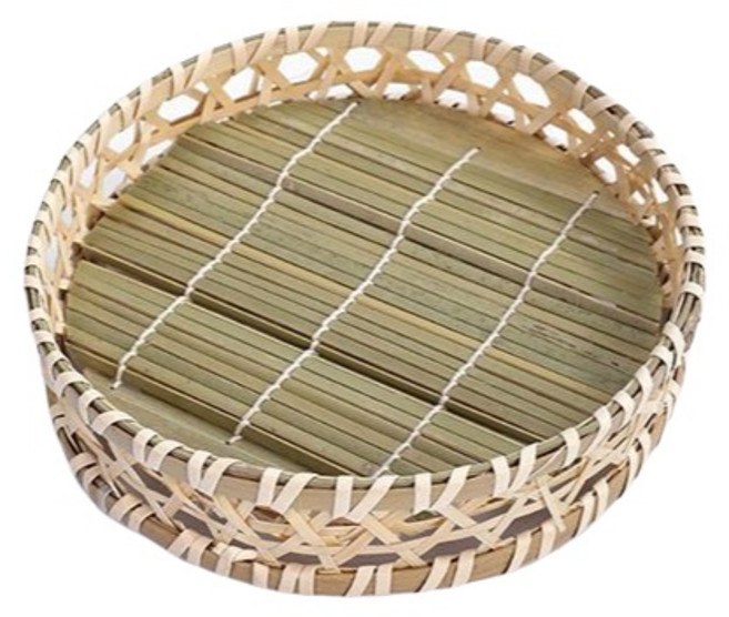 竹編小籃子創意水果竹籃竹簍零食果盤果籃, 1個, 圓形籃子大號