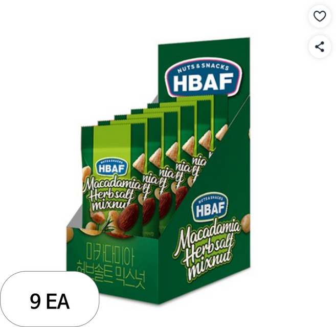 바프 마카다미아 허브솔트 믹스넛 30g x 6p, 180g, 9개