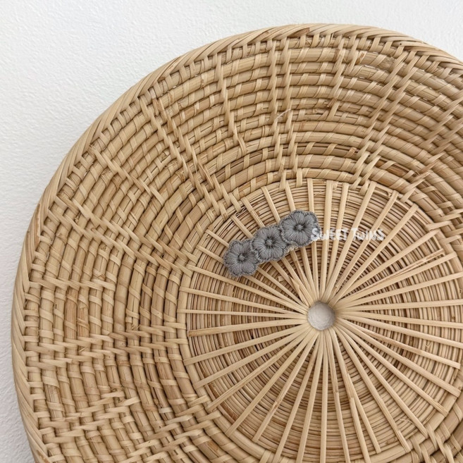 Sweet Twins ins韓國棉小花寶寶髮夾 全包布嬰兒髮飾 女童花朵髮夾 深灰3.5cm