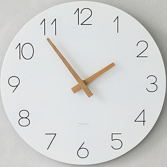 무아스 플랫우드 벽시계, 화이트