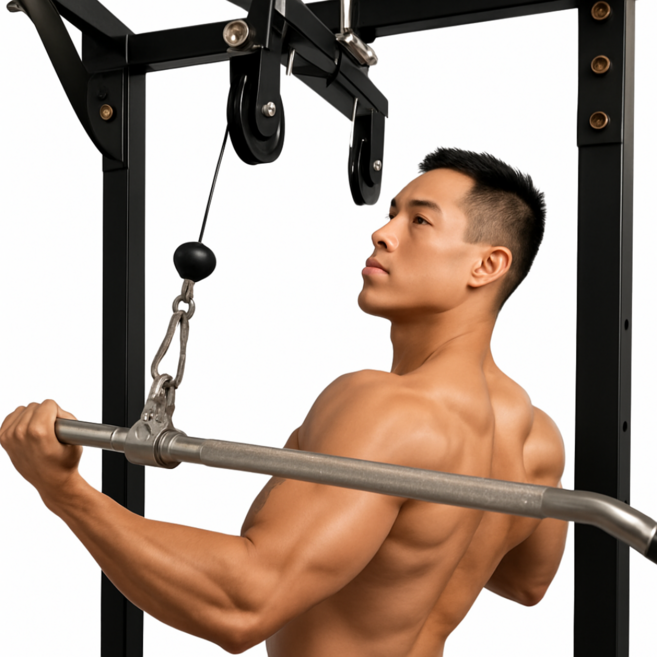 DIYFITNESS 가정용 집헬스장 렛풀다운 도르래 머신 케이블 삼두운동 등근육 팔운동 랫풀다운 머신, 블랙, 1세트, 50x50mm머신+2.5와이어세트+2.0로딩핀