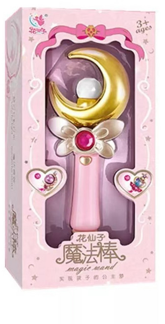 花仙子兒童音樂魔法棒 夢幻燈光玩具 角色扮演道具, 粉色-月亮, 1個