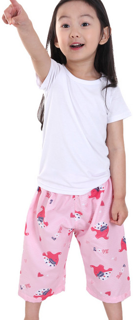 국내생산 여아동 쿨엠보 8부 파자마 바지