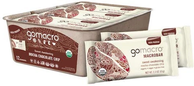 GoMacro Organic Vegan Protein Bars Mocha Chocolate Chip 2.3 Oz 12 Count 고매크로 유기농, 1개, 155g - 쿠팡