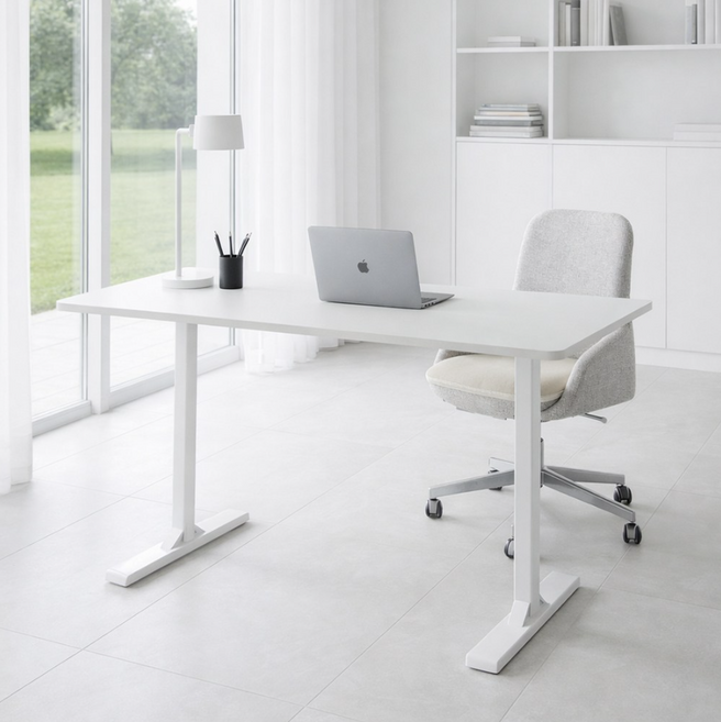 하루꿈 사무용 책상 1인용 학생 공부 컴퓨터 게이밍 사무실 회의 오피스 재택근무 서재 테이블, 화이트