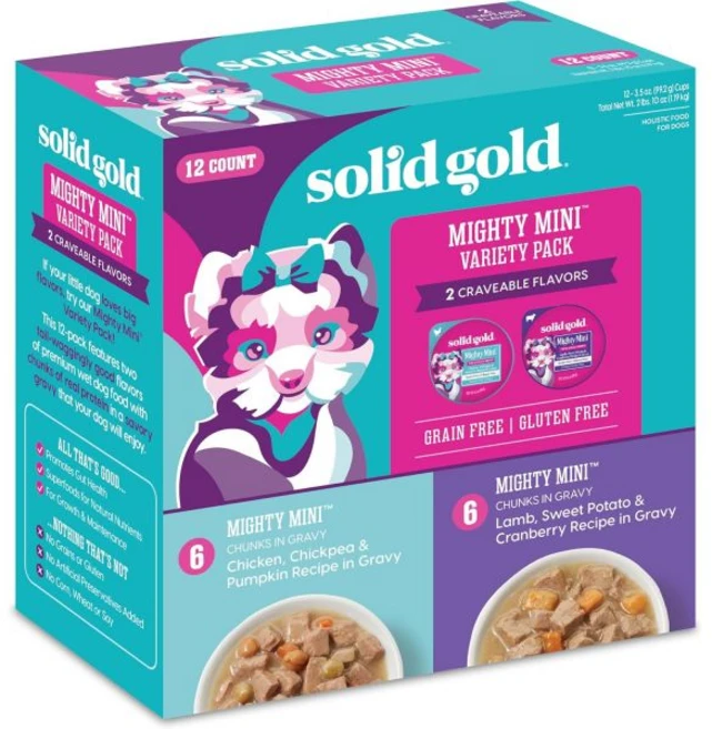 소형견 솔리드 골드 습식 개 사료 진짜 양으로 만든 마이티 미니 곡물 프리 민감 위장 가진 강아지 성인 시니어 소형 품종, Variety, 6 Pack, 1개 - 쿠팡
