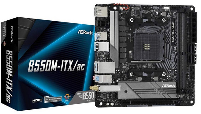 ASRock AMD Ryzen 3000 시리즈(Soket AM4) 대응 B550 칩셋 탑재 Mini-ITX 마더보드 [국내 정규 대리점품]B550M-ITXac
